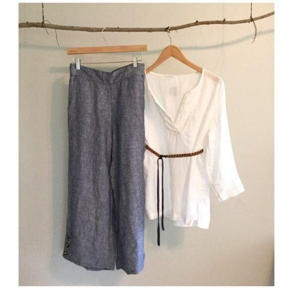 SIGRID Olsen Linen Wide Leg Cropped Pants Size Small - Picture 8 of 8